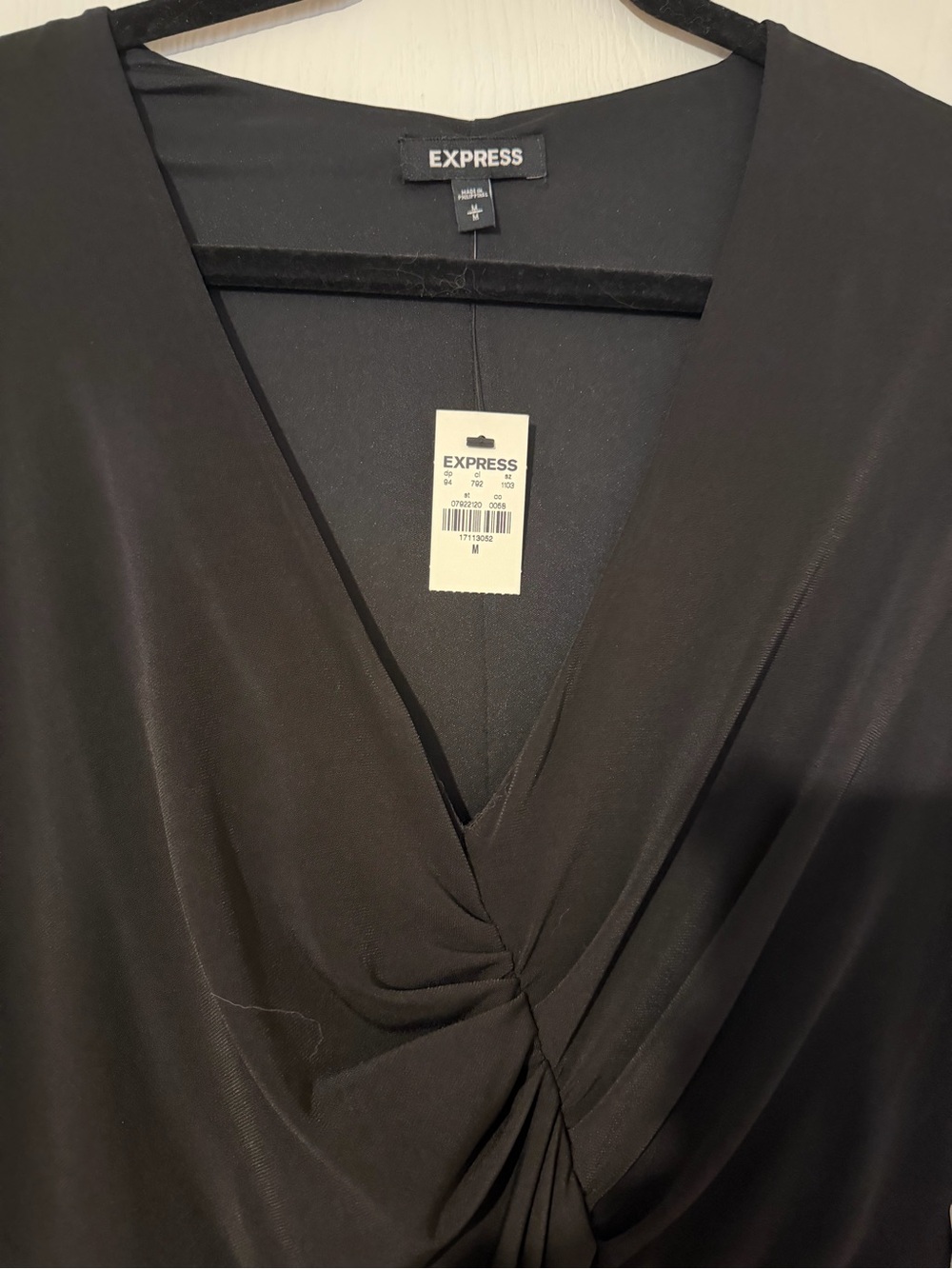 Express Black Long Sleeve Twist-Front Midi Dress - Picture 2 of 5